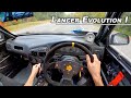 1993 Mitsubishi Lancer Evolution 1 POV Drive - Fully Caged Track Build  (Binaural Audio)