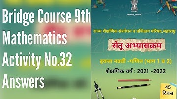 Bridge Course 9th Mathematics | Activity No.32 Answers | Day 32 | Bridge Course 9th Standard |