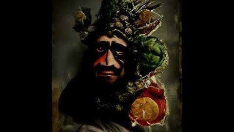 CLIP Guided Diffusion (Text-to-Image): an authentic shaman by Arcimboldo