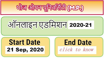 Madhya Pradesh Bhoj(Open) University | Important Alerts | Admission Notice -2020-21| Updates 2020