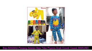 Baju Banana Panjang Setelan Baju Tidur Piyama Anak Cowok Cewek Maruno - 6-18 Bulan Kuning Keren