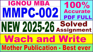 MMPC 002 solved assignment 2025-26 in English || mmpc 002 solved assignment 2026 || ignou mmpc2