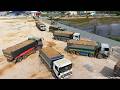 Massive Land Filling With 3Dump Trucks Unloading & Experience Operating Cutting Slope, Push Cleaning