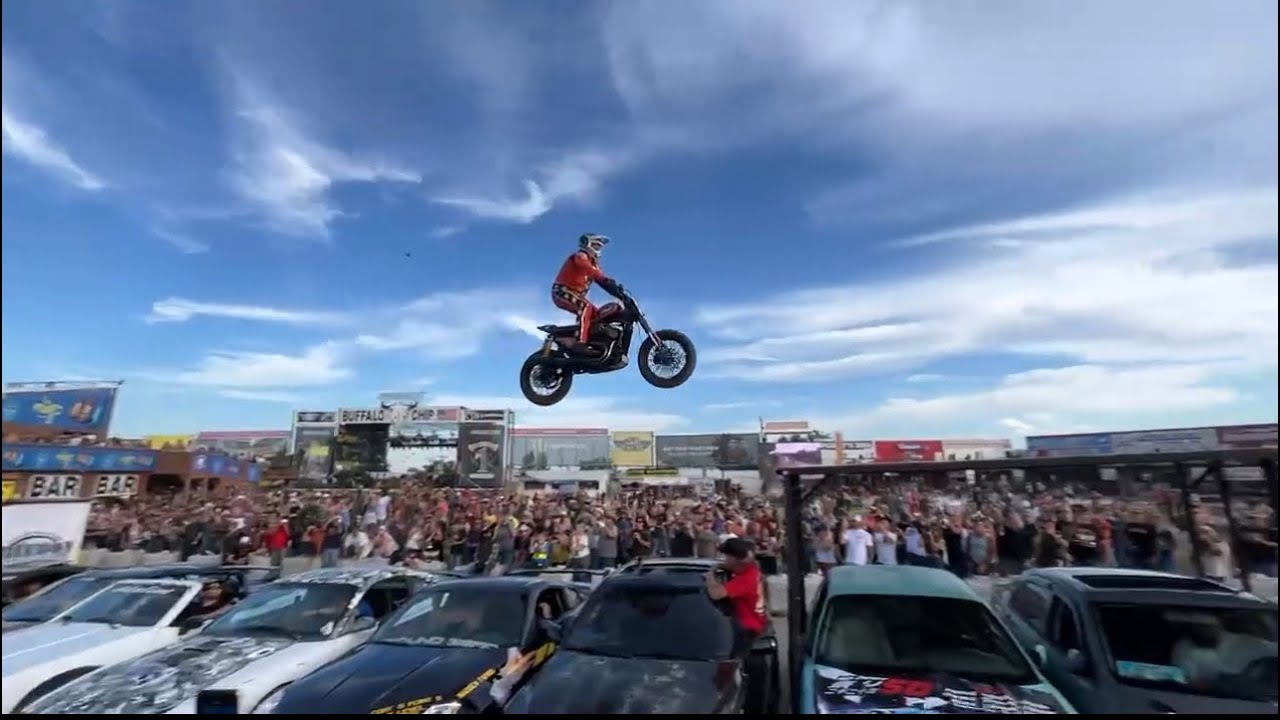 HARLEY DAVIDSON JUMPS 10 CARS YouTube
