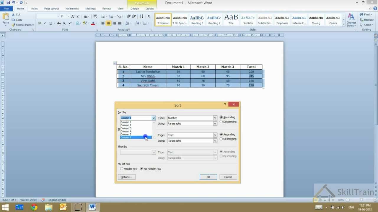 Working with Tables in MS Word (Hindi) (हिन्दी) YouTube