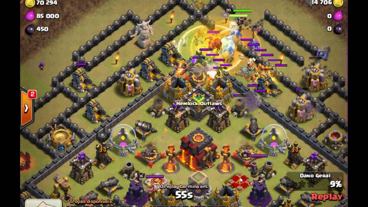 3 STARS - TH10 vs TH10 Bowler Level 1 and Valkyrie  Level 5