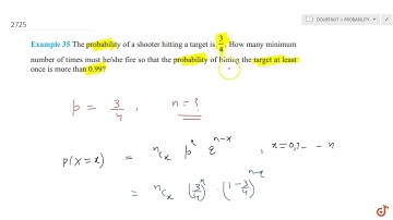 The probability of a shooter hitting a target is `3/4` . How many minimum number of times must h...