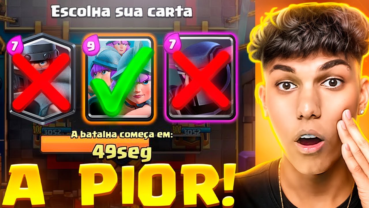 SÓ POSSO ESCOLHER AS PIORES CARTAS NO TORNEIO DA ESTRATÉGIA TRIPLA NO CLASH ROYALE!