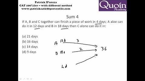 Quant - Time and Work solve by LCM Method by Patrick D