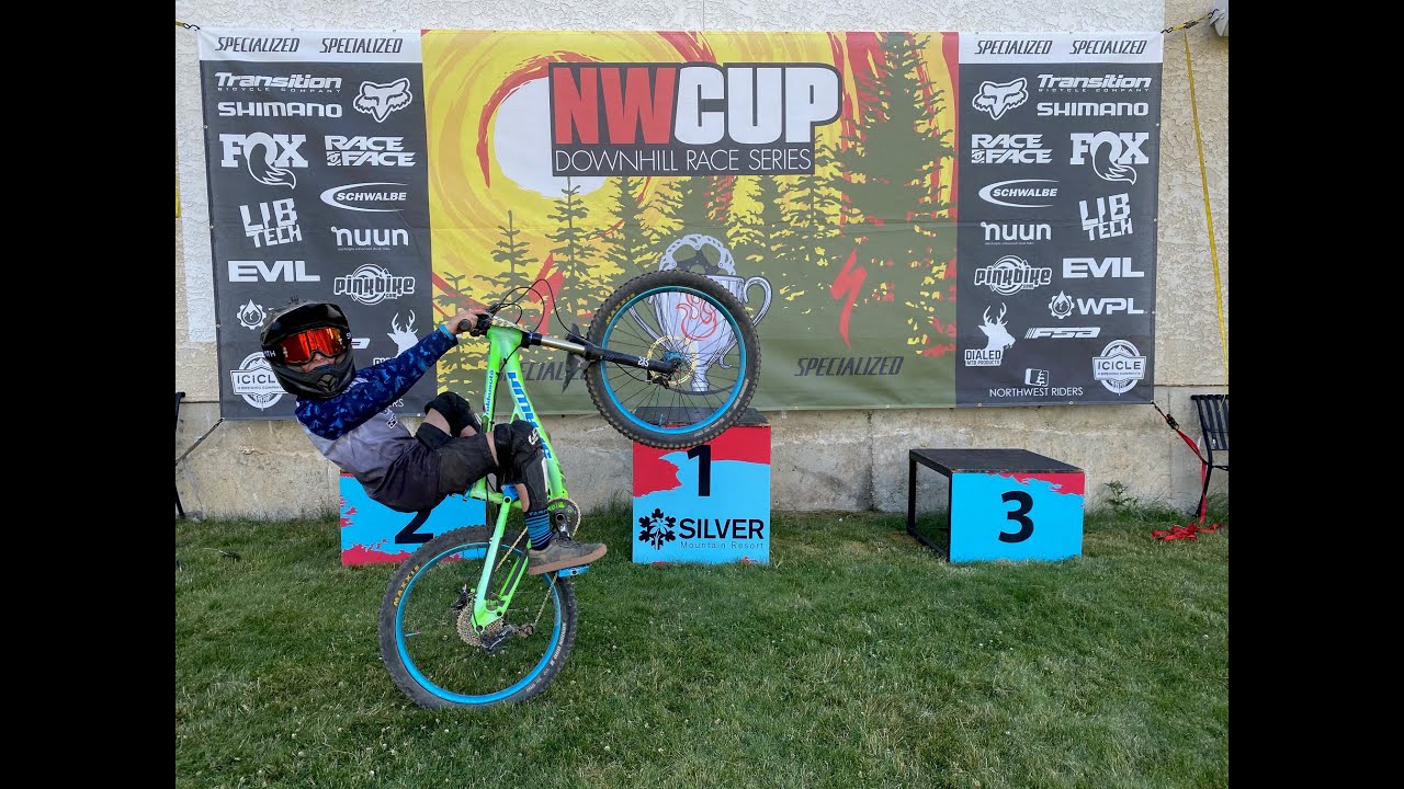 Kids downhill mountain bike race at Silver Mountain bike park NWCup Cat