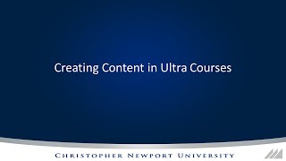 Creating Content in Ultra Courses