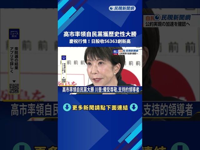 高市率領自民黨大勝 日股終場收56363點創新高－民視新聞