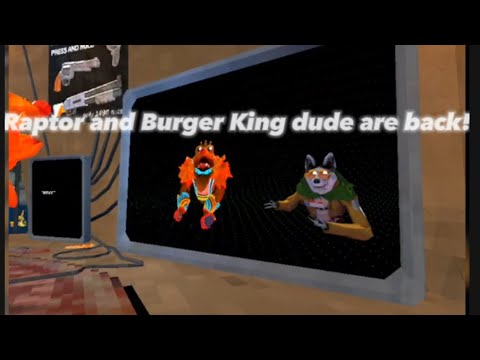 Raptor and Burger King dude do haunted mansion run - YouTube