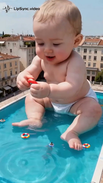 Giant Baby Takes Over the Pool! 🍼💦#funnyai #cutebaby #shorts
