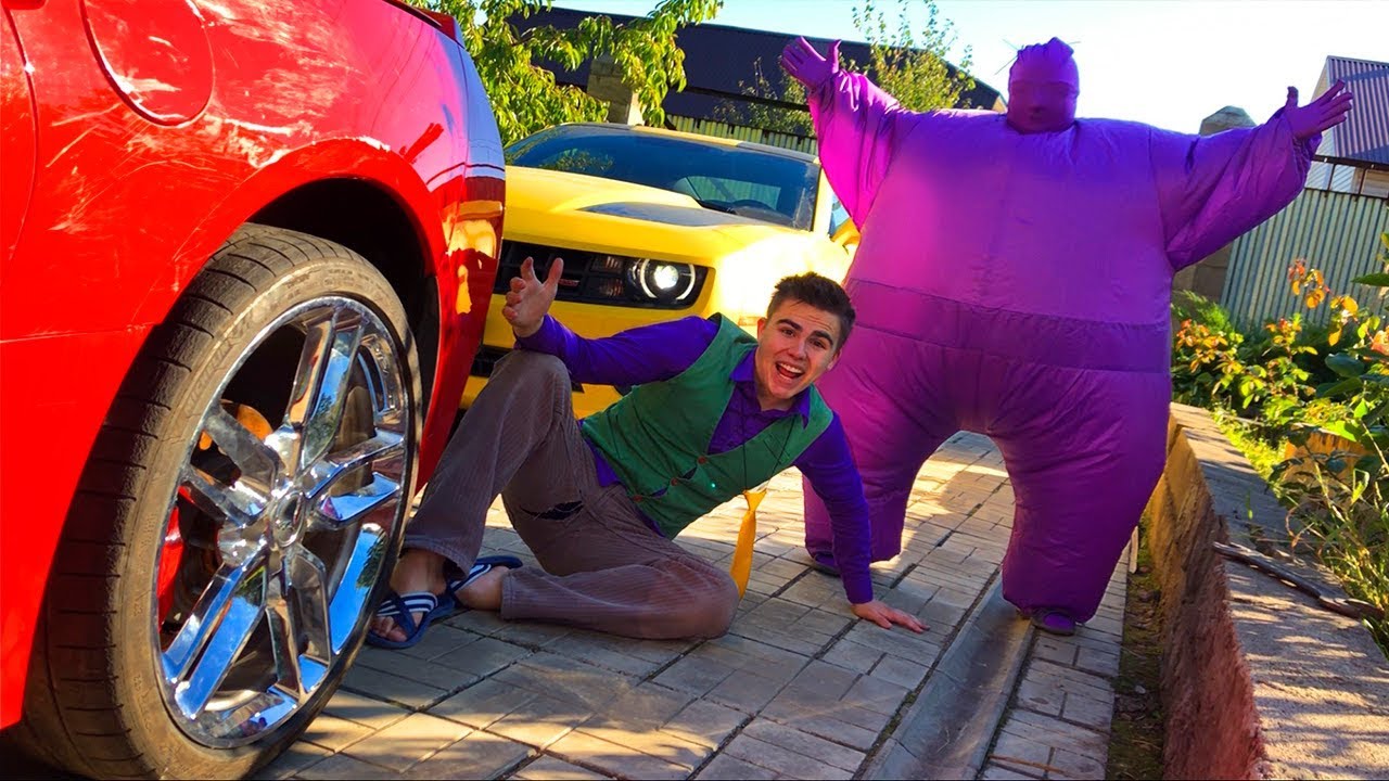 Purple Fat Man bought Car Chevrolet Camaro & Broken Corvette in Shop by ...