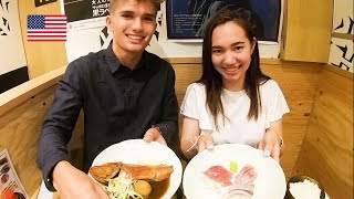 鯛の煮つけ、刺身！卒業記念に来日した１０代アメリカ人！/ Sashimi, boiled fish (red snapper)