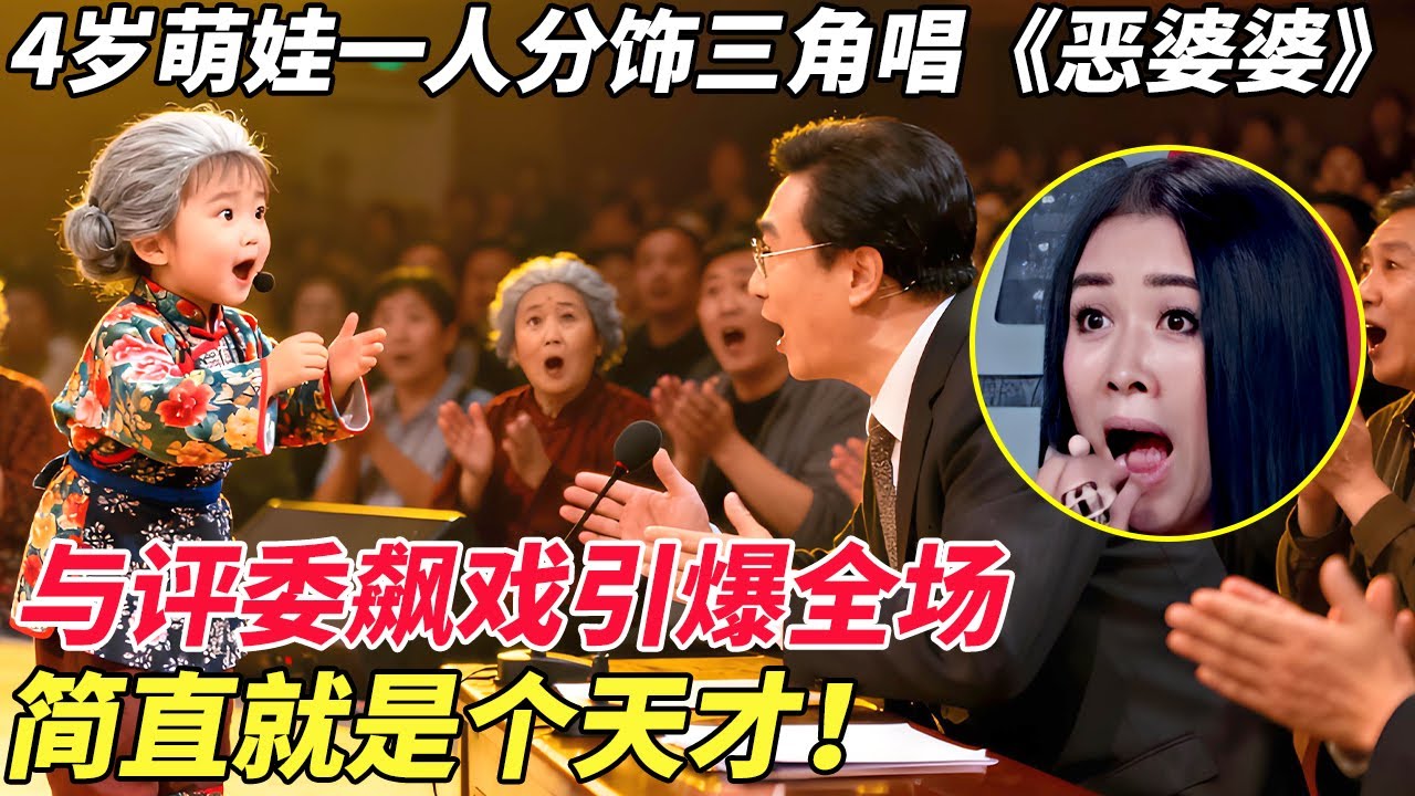 4岁萌娃一人分饰三角唱《恶婆婆》，与评委飙戏引爆全场，底下听完炸开锅:简直就是个天才！【家有大明星】