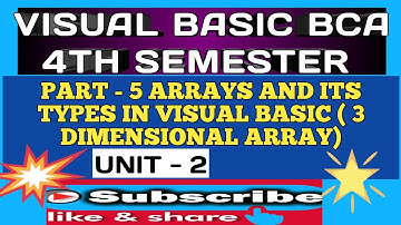 PART - 5 ARRAYS AND ITS TYPES IN VISUAL BASIC ( 3 DIMENSIONAL ARRAY)