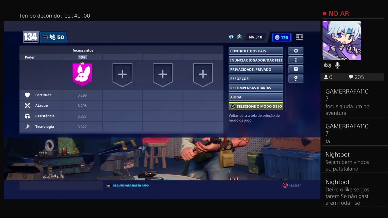 Fortnite resistência de floresta petrea e conversando, use o Código focussantos na loja