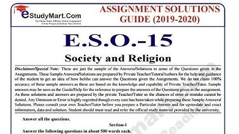 Eso 15 ignou solved assignment 2019-20 download