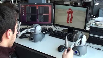 Bimanual Haptics for Humanoid Robot Teleoperation using ROS and V-REP