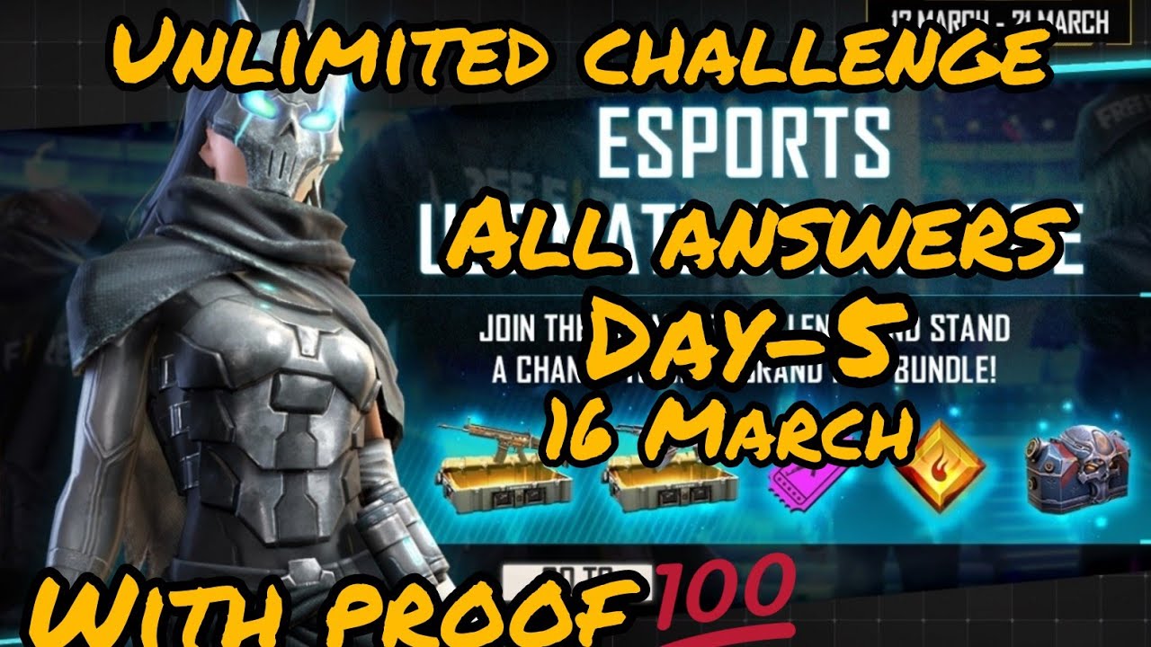 Free Fire 16 March Unlimited Challenge All Answers with Proof