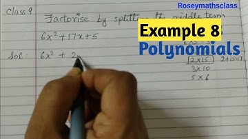 Example 8 Class 9 Polynomials /Factorise by splitting the middle term#maths#polynomials