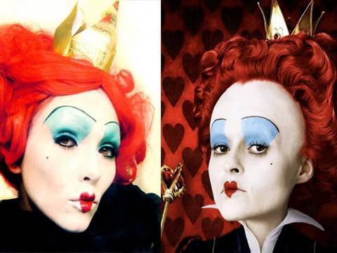 Queen of Hearts Make-Up Hooray! Come see my fun daily at: http://www.kandeej.com Very fun costume look...from Tim Burton's, Alice In WOnderland...the Queen o...