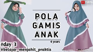 cara membuat pola dasar gamis anak langsung di kain | belajar menjahit praktis