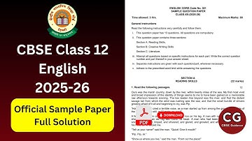CBSE Class 12 English 2025-26 Official Sample Paper | Complete Solution & Explanation