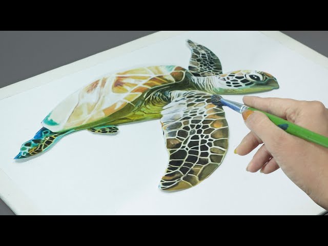 Sea Turtle Underwater Ocean Step By Step Acrylic Painting