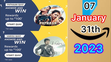 Amazon Pay Movies Varisu Quiz Answer | Amazon Pay Movies Pathaan Quiz Answer 7 January 2023
