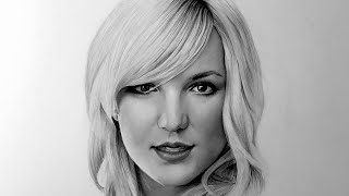 Portrait drawing Timelapse   Realistic Pencil drawing Britney Spears