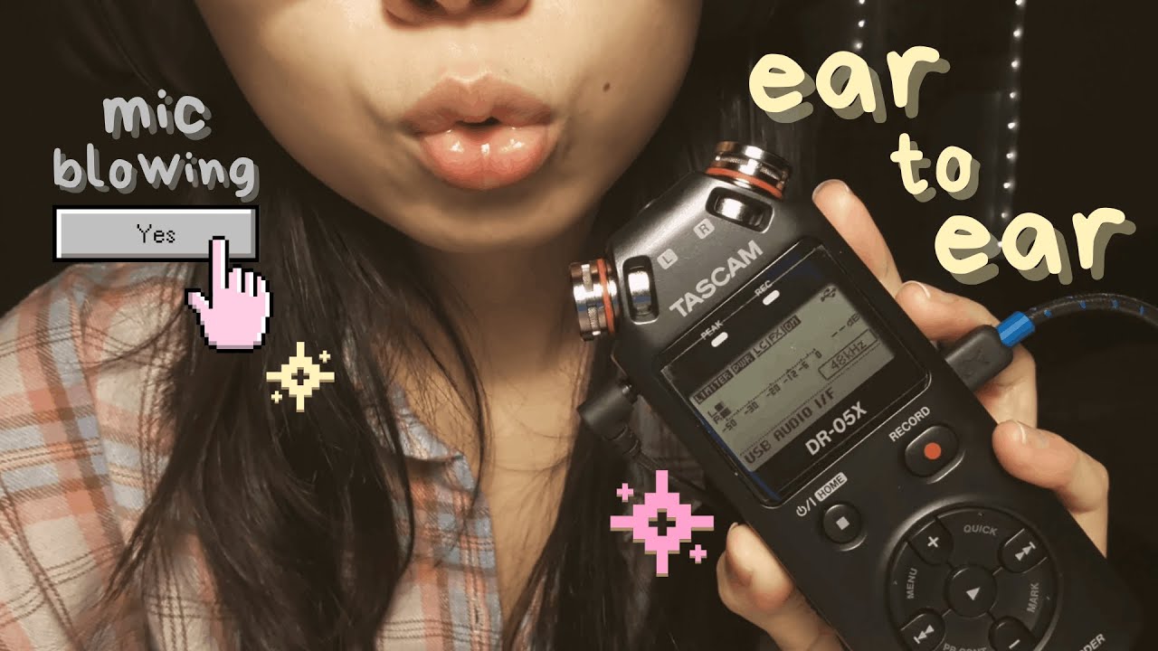 asmr | sensitive ear to ear whispers and mic blowing (cupped sksk, tktk, some tascam waving)