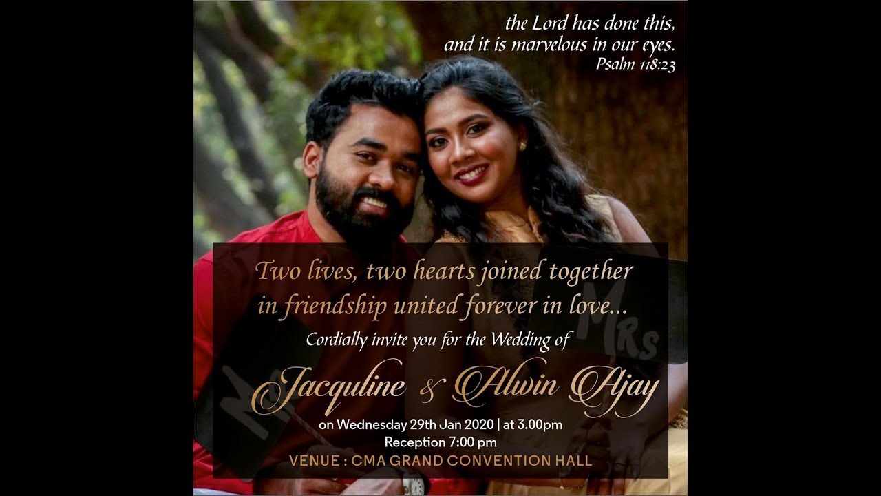 Alwin Ajay & Jacquline Grace |wedding live| @ Banglore | Jebamtv live ...