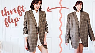 THRIFT FLIP men's blazer to women's oversize blazer | sew with me!