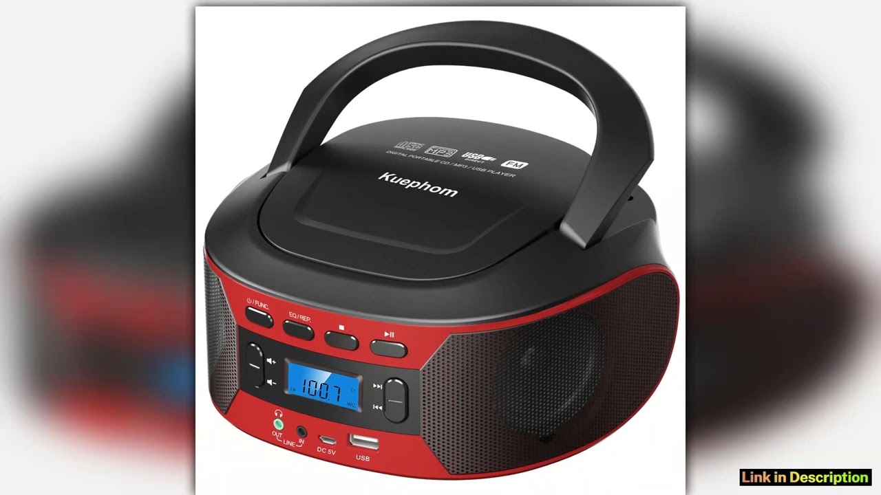 CD radio boombox with bluetooth and USB portable cd player with EQAC and DC power backlit digital d