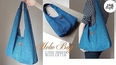 How to make a Hobo bag with Zipper and Lining. Shoulder bag sewing tutorial.