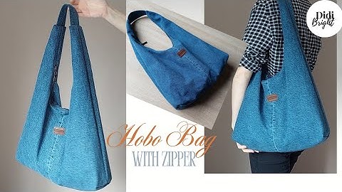 How to make a Hobo bag with Zipper and Lining. Shoulder bag sewing tutorial.