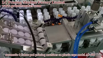 Automatic 4 Colors pad printing machines on plastic caps model AP 600
