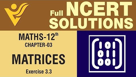 NCERT 12th Maths | Chapter 3 Exercise - 3.3 | Matrices