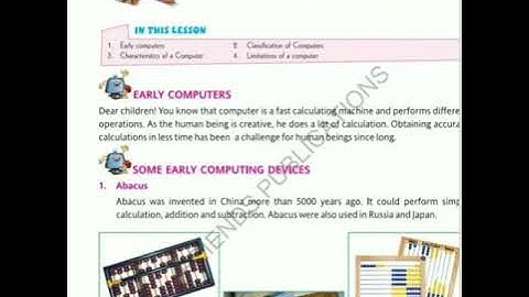 Class -5th Computer (  Chapter-2 Evolution of computers)