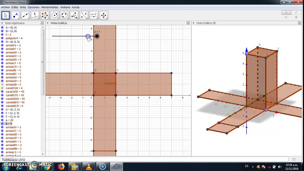 Prisma base cuadrada con GEOGEBRA
