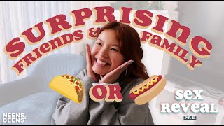 SURPRISING FRIENDS + FAMILY W/ A TACO  OR HOTDOG | sex reveal