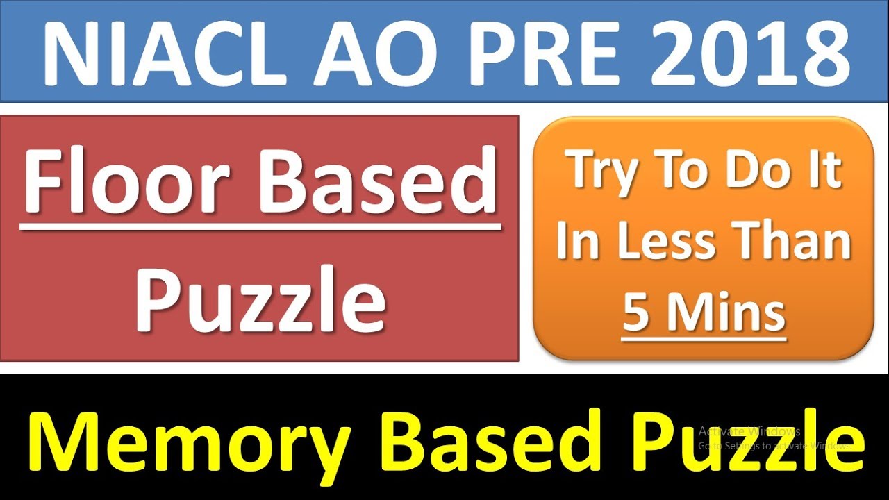 NIACL AO PRE 2018 Asked Floor Based Puzzle|Memory Based Puzzle