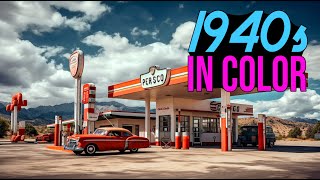 1940s USA  Vintage Gas Stations of America  Colorized