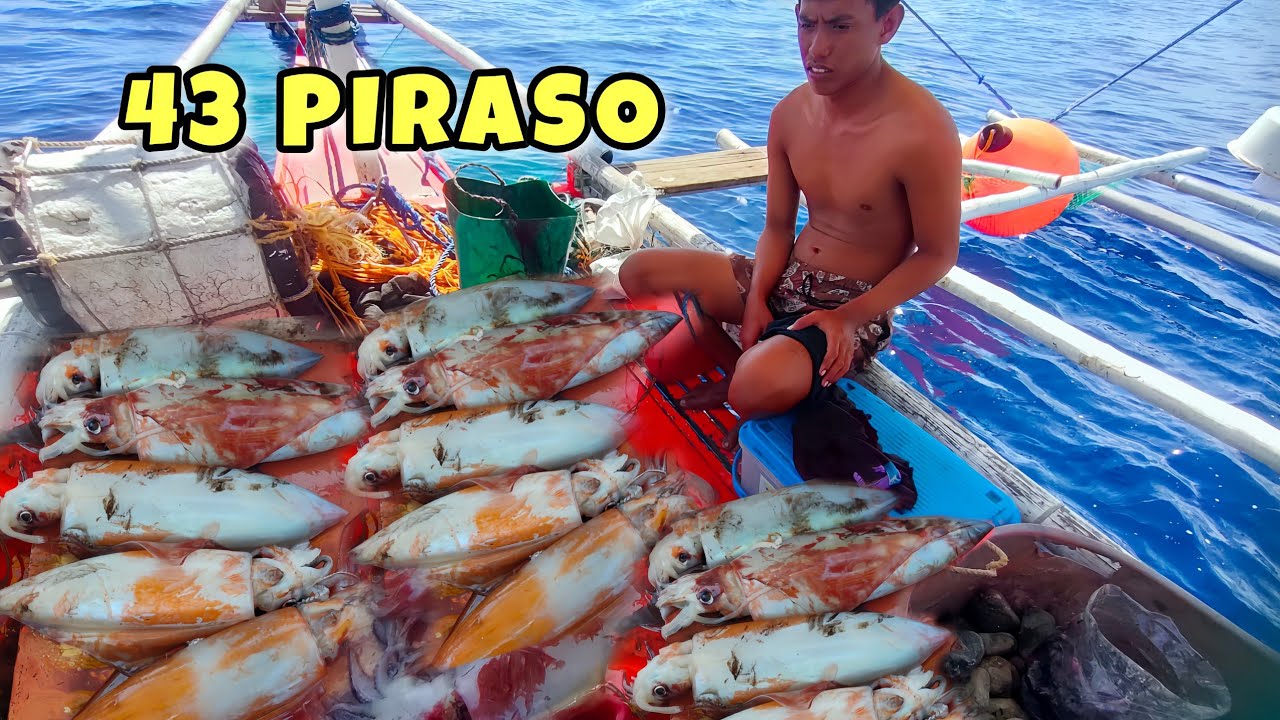 CATCHING GIANT SQUID: 43 PIRASO JACKPOT | TRADITIONAL FISHING TECHNIQUE PHILIPPINES