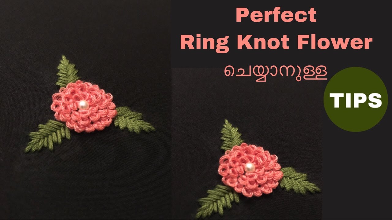 Hand Embroidery Ring Knot Stitch Malayalam Ring Knot Flower Challah