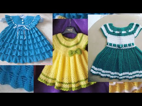 yarn crochet baby frocks / yarn kids dress collections - YouTube