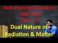 Dual Nature of Radiation & Matter- Most Important Questions for CBSE - 2023